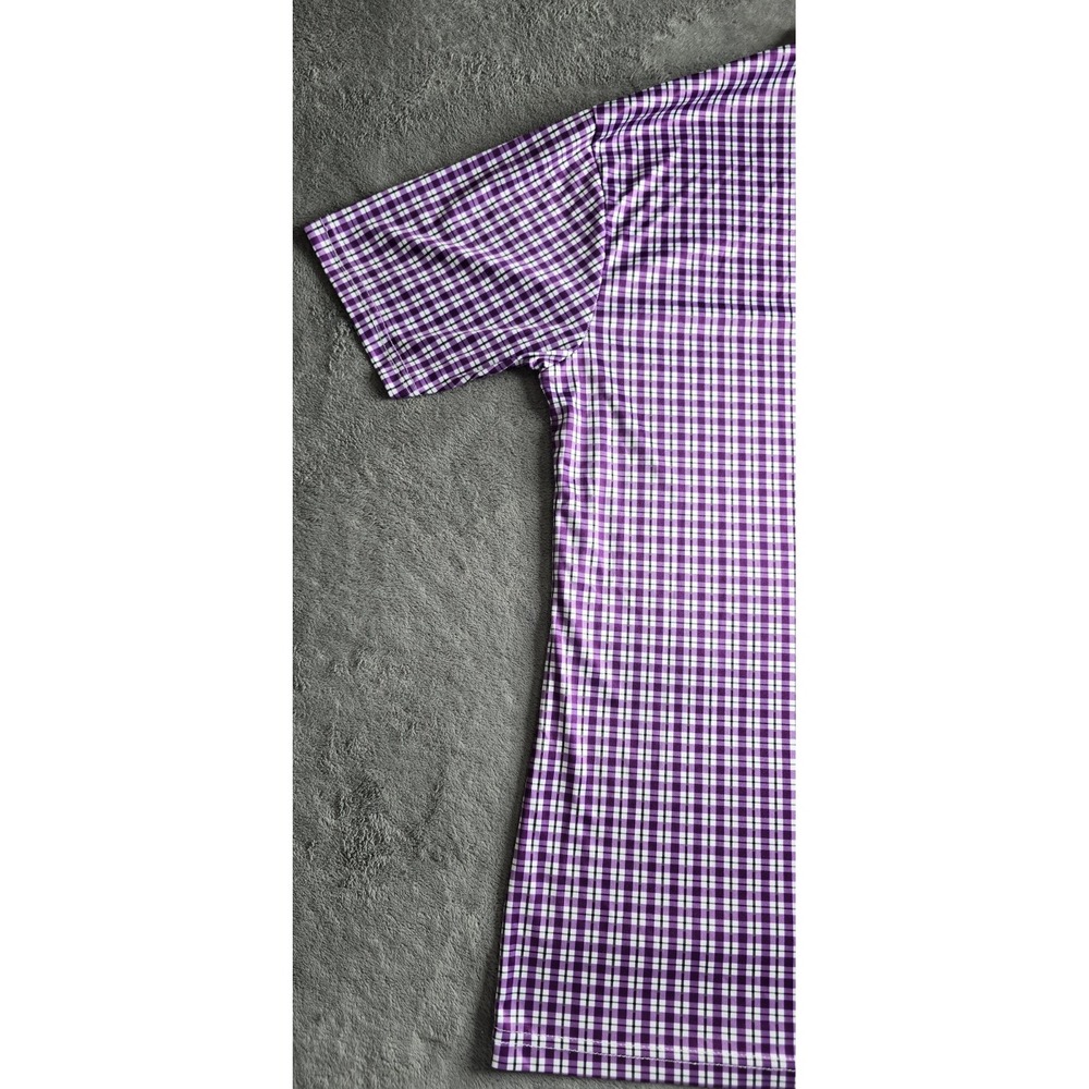 Men's Purple Check Performance Polo - Picture 14 of 16